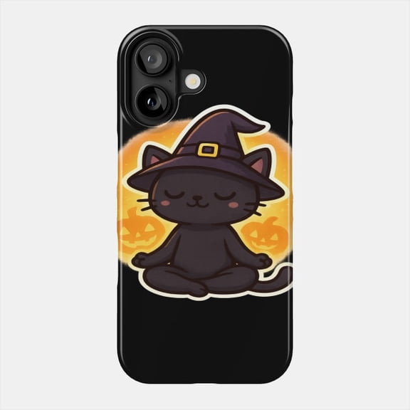 Cat Yoga Meditation Halloween Cartoon Design Phone Case for iPhone 11-17 Pro Max