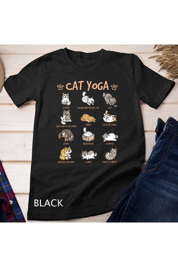 Cat Yoga Poses Cats Practicing Mindfulness Meditation Kitten T-Shirt