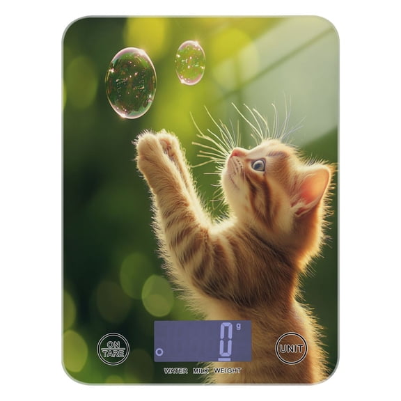 Cat and Bubbles Food Scale Digital Kitchen Scale Waterproof Grams Ounces lbs for For Baking and Cooking