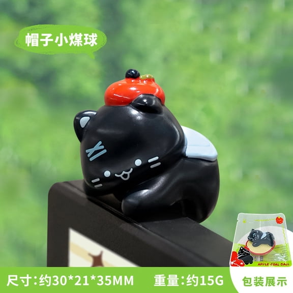 Cat and Coal Ball Monitor Perch, Resin Desktop Figurine for Workspace and Home Office Decor, Cute Decorative Accessory for Desk and Shelf(D)