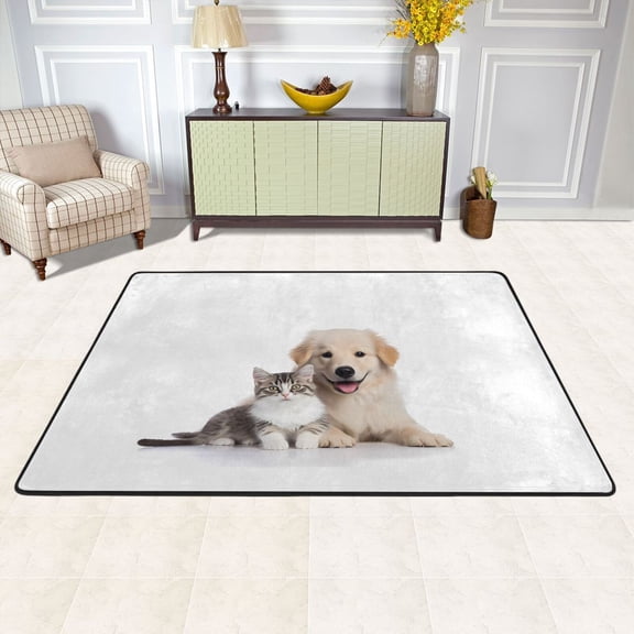 Cat and Dog Area Rug Washable 72 x 48 Floor Carpet Mat Non Slip for Bedroom Living Room Kids Room Home Decor