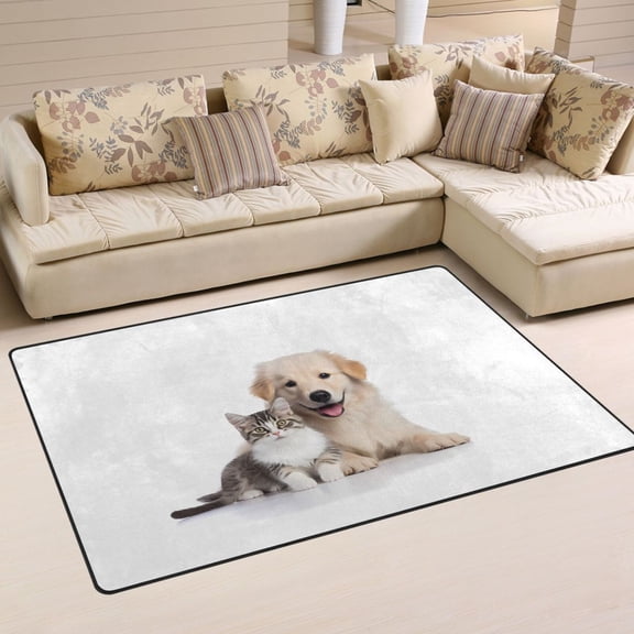 Cat and Dog Area Rug Washable Floor Carpet Mat 60 x 39 inch for Bedroom Living Room Kids Room Home Decor