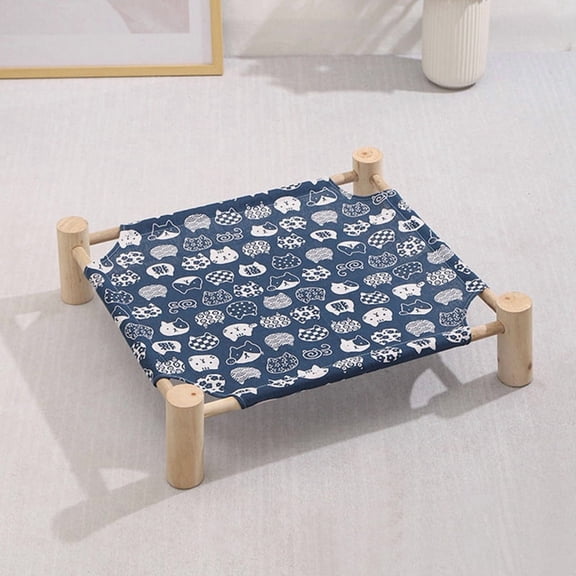 Cat and Dog Hammock Bed Wooden Cat Hammock Elevated Cooling Bed Detachable Portable Indoor Outdoor Pet Bed Suitable G
