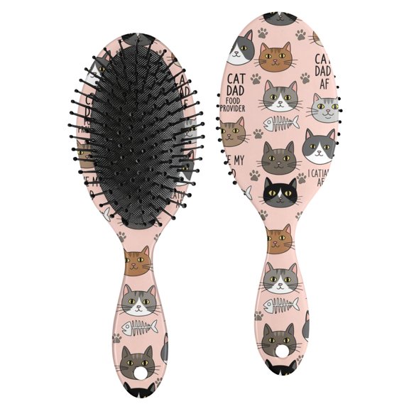 Cat and Dog Paw Print Pink Pattern Brush, Detangling Hair Brush, Scalp Massage Hair Comb, PP Material Gifts for for Men Women Kids