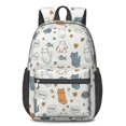 thumbnail image 1 of Cat and Dog Paw Print White Pattern 17" Waterproof Oxford School Backpacks for Teens, S-Shape Padded Straps, for School, Travel, Hiking, Camping, 1 of 5