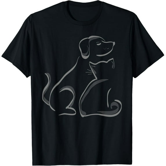 Cat and Dog Silhouette Friendship T-Shirt for Pet Lovers and Animal Friends