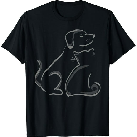 Cat and Dog Silhouette Friendship T-Shirt for Pet Lovers and Animal Friends