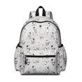 thumbnail image 1 of Cat and Fan White Pattern Cute School Backpack with Padded Back and Adjustable Shoulder Straps 13.4"x11"x4.7", 1 of 5