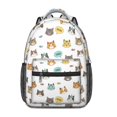 thumbnail image 1 of Cat and Fish White Pattern Backpack for School, Cute School Bag with Adjustable Shoulder Straps and Padded Back, 15.3"x11"x6.7", 1 of 5