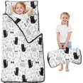 thumbnail image 1 of Cat and Flower White Pattern Teens Toddler Nap Mat with Pillow, Sleeping Mat Bag for Preschool Daycare 51"x22", 1 of 6