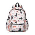 thumbnail image 1 of Cat and Heart White Pattern Backpack for School, Cute School Bag with Adjustable Shoulder Straps and Padded Back, 13.4"x11"x4.7", 1 of 5