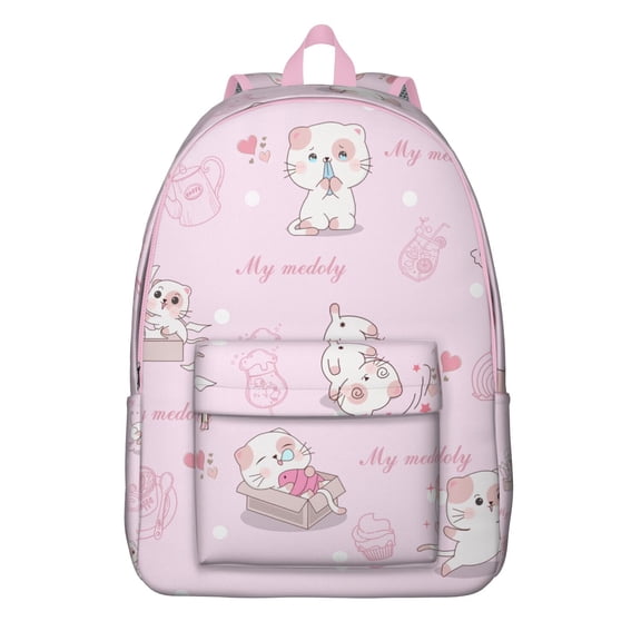 Cat and Moon Artwork Backpack – Cute Artistic Cat Illustration Pattern Bookbag for Women, Students, Travelers