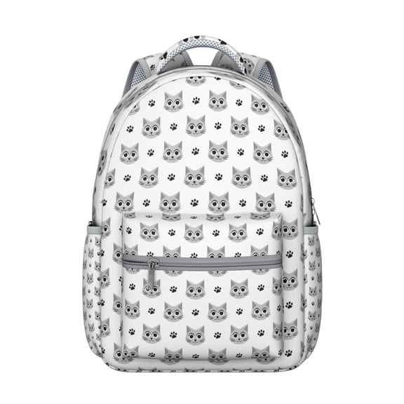Cat and Moon Artwork Student School Backpack with Boho Cat Aesthetic and Floral Cat Design Artistic Watercolor Pattern Book Bag