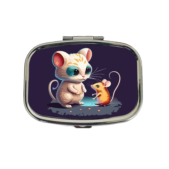 Cat and Mouse Playing Small Travel Handbag Pill Box Case