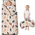 thumbnail image 1 of Cat and Paw Print Beige Pattern Teens Toddler Nap Mat with Pillow, Sleeping Mat Bag for Preschool Daycare 59"x22", 1 of 6