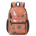 thumbnail image 1 of Cat and Potted Plant Coral Pattern 17" School Backpacks for Teens,Waterproof Oxford Fabric,S-Shape Padded Straps for School,Travel,Hiking,Camping, 1 of 6