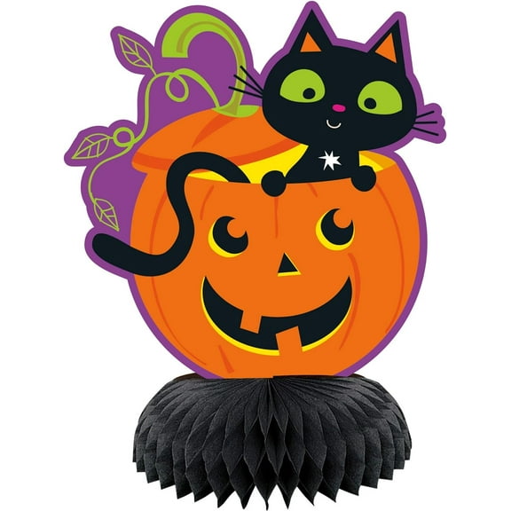 Cat and Pumpkin Halloween 3 Pc Mini Centerpiece Set 6 inch