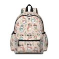 thumbnail image 1 of Cat and Scarf Pink Pattern Backpack for School, Cute School Bag with Adjustable Shoulder Straps and Padded Back, 13.4"x11"x4.7", 1 of 5