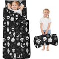 thumbnail image 1 of Cat and Skull Gothic Pattern Teens Toddler Nap Mat with Pillow, Sleeping Mat Bag for Preschool Daycare 59"x22", 1 of 6