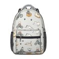 thumbnail image 1 of Cat and Toast Bicycle Gray Pattern Backpack for School, Cute School Bag with Adjustable Shoulder Straps and Padded Back, 15.3"x11"x6.7", 1 of 5
