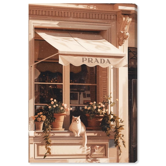 Cat at the Store Window Canvas Fashion Designer Wall Art by Art Remedy, Gallery Wrapped, 24" x 36"
