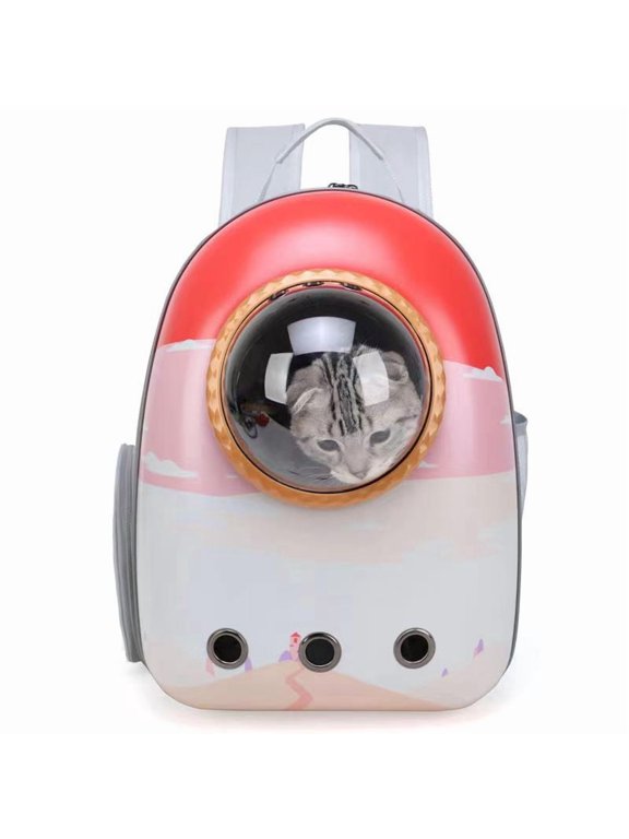 Cat backpack with sunroof for pet outings, space capsule cat backpack, portable space handbag for dog outings