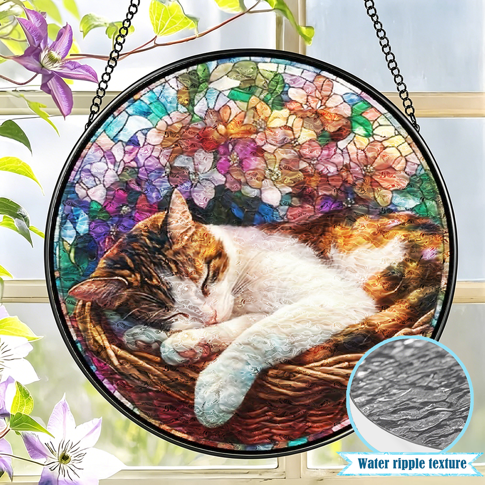 Cat basket flowers Stained Glass Design. Best Graduation Season Gift ...