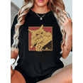 thumbnail image 1 of Cat biting hand pattern T-shirt top short sleeve, round neck Breathable cotton casual black S-5XL, 1 of 5