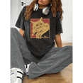 thumbnail image 1 of Cat biting hand pattern T-shirt top, short sleeve, round neck,Water Washed comfortable casual Black S-2XL Plus Size, 1 of 5