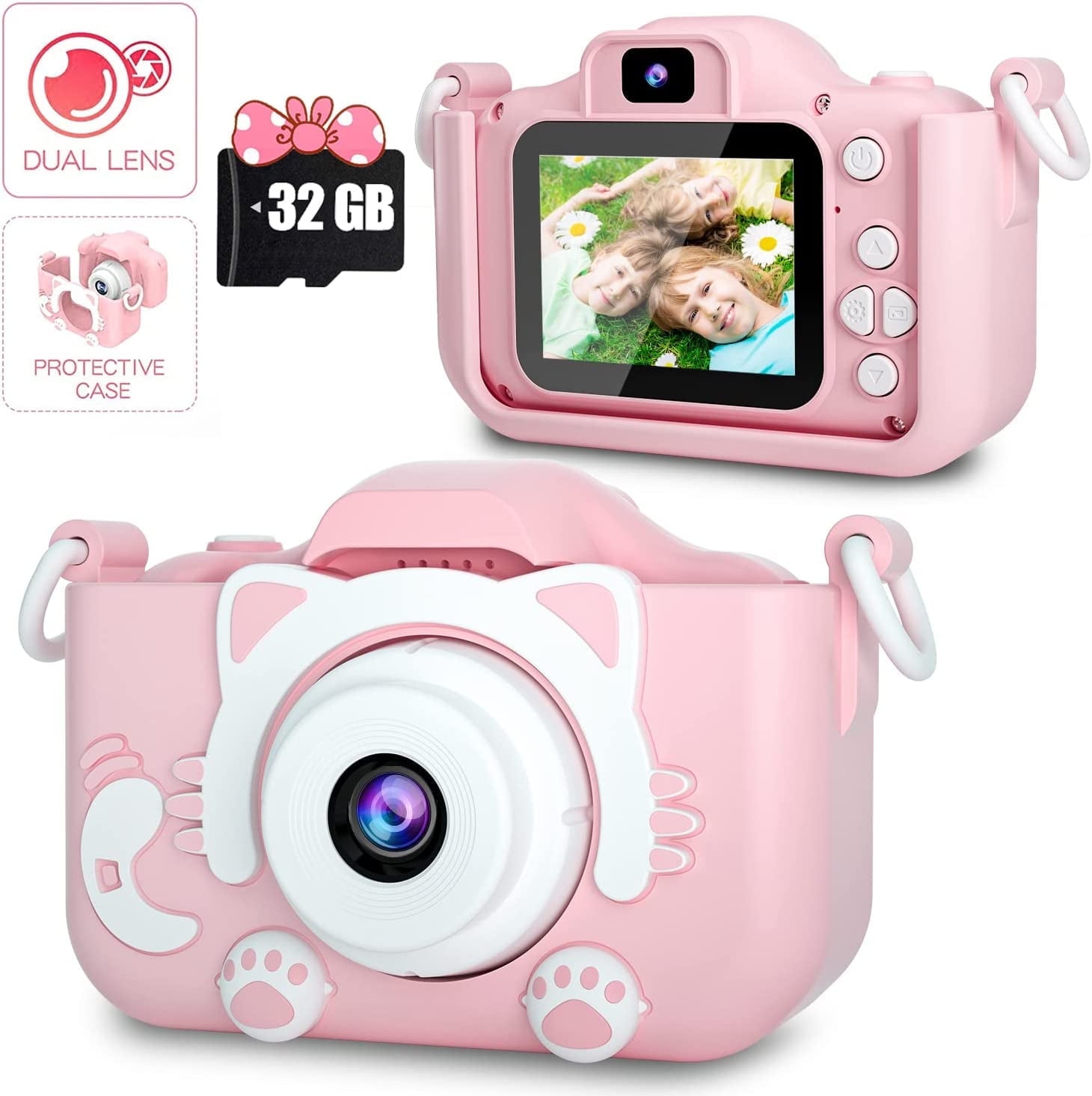 Cat camera for kids,Upgrade Kids Selfie Camera,HD Digital Video Cameras ...