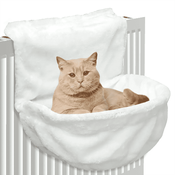 PetTrek Rover Gray Radiator cat bed, Cat Hammock, Comfortable Indoor Cat Bed, White