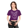 thumbnail image 1 of Cat crop tee text portrait made using Meow word for cat lovers gift, 1 of 4