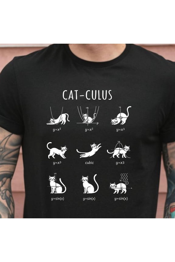 Cat-culus Funny Math Cat T-Shirt, STEM Nerd Humor Graphic Tee, Cute Cat Calculus Joke Shirt, Math Teacher Student Gift