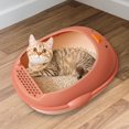 thumbnail image 1 of Cat es Indoor Cats Pet Litter Tray Cat Bedpan for Cats Below 7.5kg Pink, 1 of 8