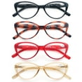 thumbnail image 1 of Cat eye Women Reading Glasses - 4 Pairs Ladies Readers Spring Hinges Glasses Frame For Women +2.25, 1 of 4