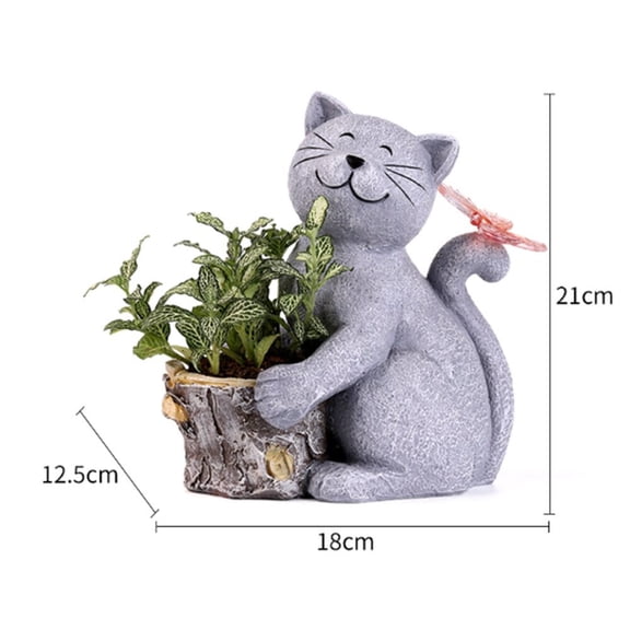 Cat flower pot solar garden ornaments, suitable for courtyard lawn, home, house