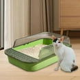 thumbnail image 1 of Cat for Indoor Cats, Kitten Potty Toilet, Large Cat Litter Basin, Detachable Cat Sand Box, Open Top Pet Litter Tray, Kitty Litter Pan Clear and Green, 1 of 10