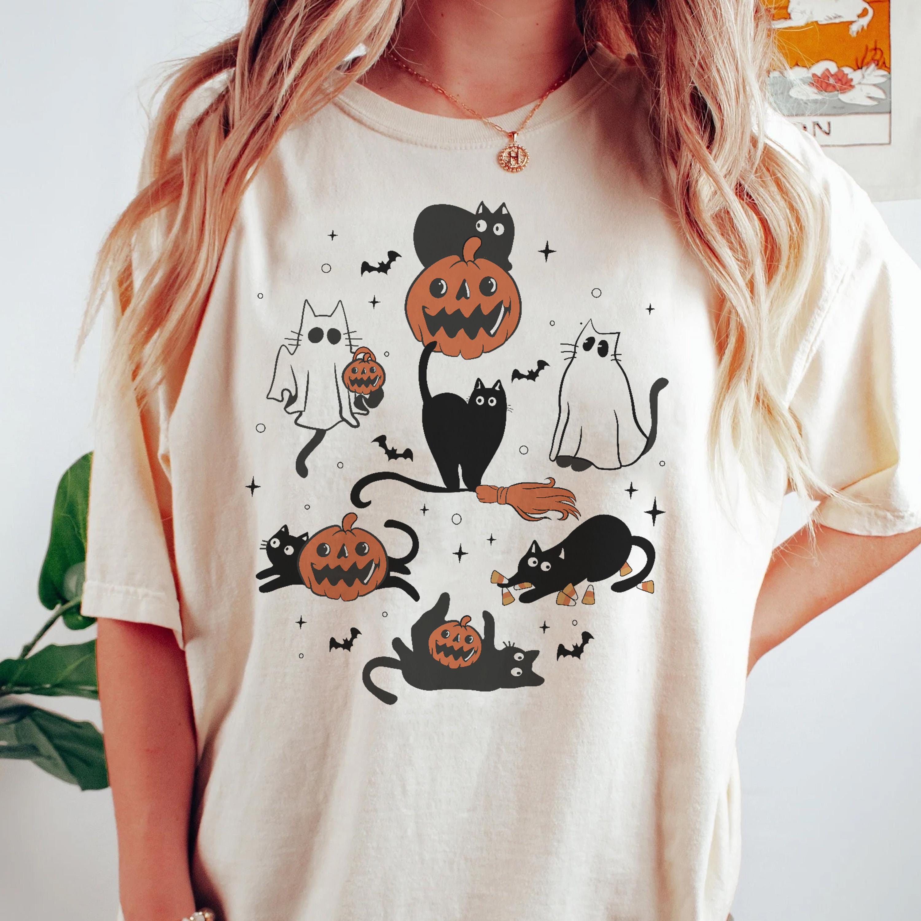 Cat halloween sweatshirt, ghost cat shirt, Halloween Sweater, Halloween