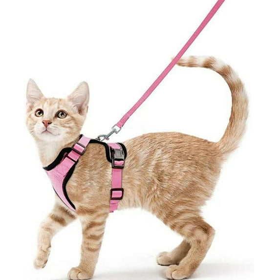 Cat harness, cat leash with cat harness, adjustable cat harness with leash, escape prevention, reflective harness set for small to medium cats/S/Black