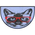 Cat in Glasses Half Round Door Mat NonSlip Mat Indoor Mats for