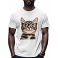 thumbnail image 1 of Cat in Glasses Men's T Shirts Cute Animal T-Shirt for Men Crew Neck Tees Cotton Tops, White, 2XL, 1 of 7