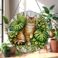 thumbnail image 1 of Cat in Plants Glass Suncatcher, Feline Nature Window Art, Handcrafted Pet Lover, 7.9 in, 1 of 3