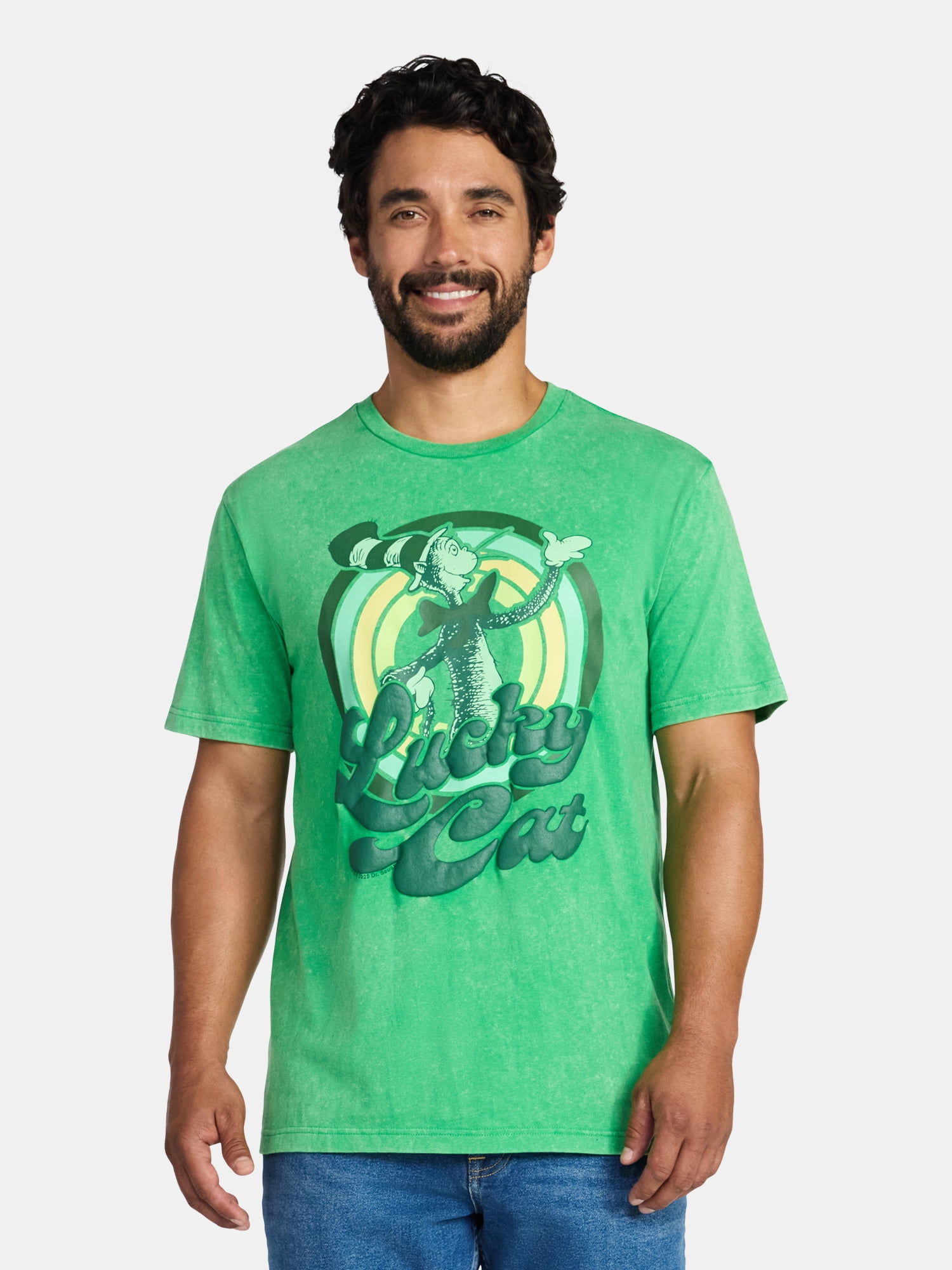 St. Patrick's Day Men's and Big Men's Dr. Seuss Cat in The Hat Graphic Tee, Sizes XS-5XL