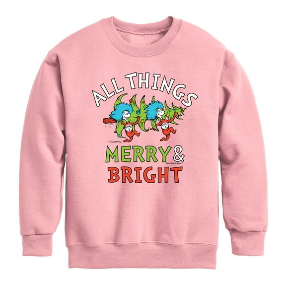 Cat in the Hat - All Things Merry And Bright  - Toddler And Youth Crewneck Fleece Sweatshirt