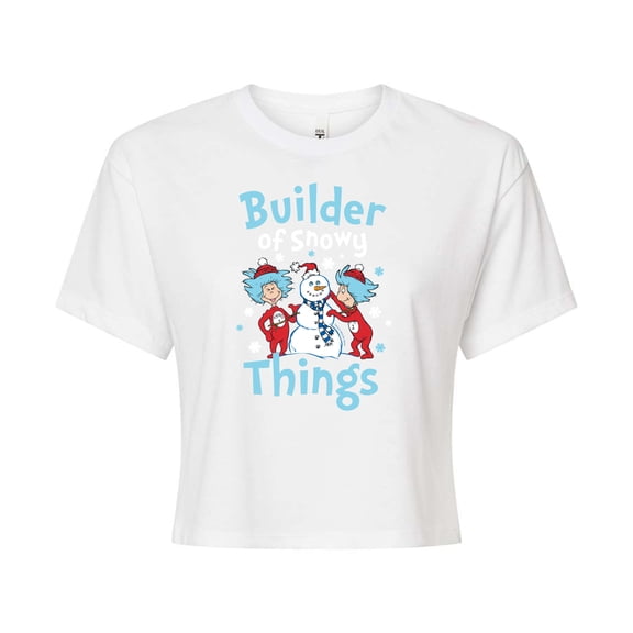 The Cat in the Hat - Builder Of Snowy Things - Juniors Cropped Graphic T-Shirt