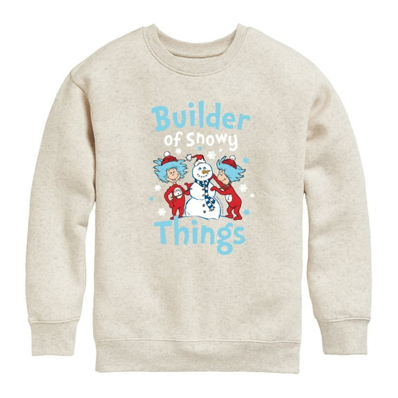 Cat in the Hat - Builder Of Snowy Things - Toddler And Youth Crewneck Fleece Sweatshirt