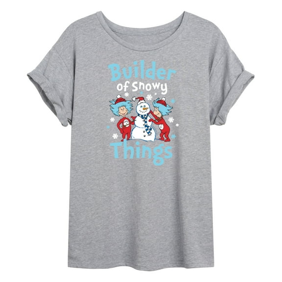 The Cat in the Hat - Builder Of Snowy Things - Juniors Oversized Graphic T-Shirt