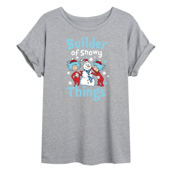 The Cat in the Hat - Builder Of Snowy Things - Juniors Oversized Graphic T-Shirt