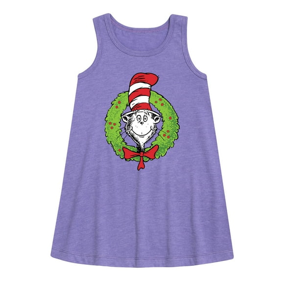 Cat in the Hat - Cat Wreath - Toddler and Youth Girls A-line Dress