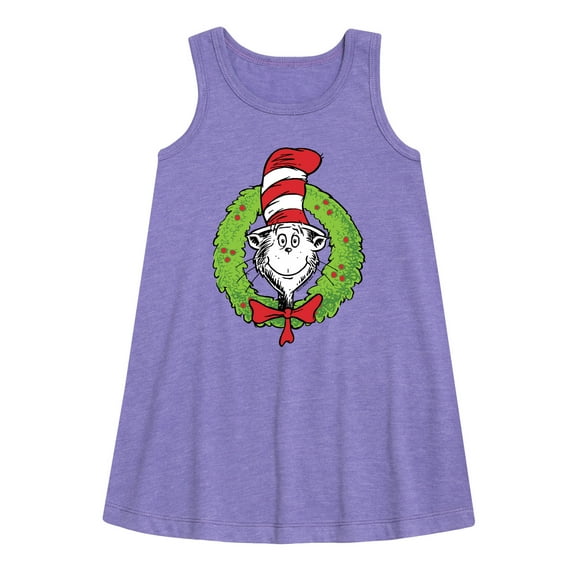 Cat in the Hat - Cat Wreath - Toddler and Youth Girls A-line Dress